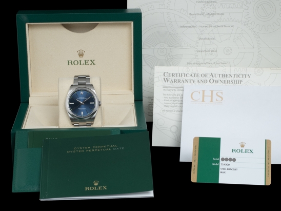 Rolex Oyster Perpetual 39 Blu Oyster Blue Jeans Dial - Rolex Guarante  Watch  114300 